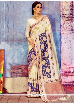 Art Silk White Designer Traditional Saree