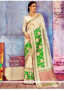 White Weaving Work Art Silk Traditional Designer Saree