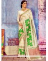 White Weaving Work Art Silk Traditional Designer Saree