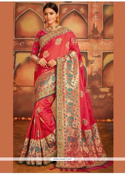 Weaving Work Red Designer Traditional Saree