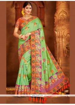 Art Silk Green Traditional Saree