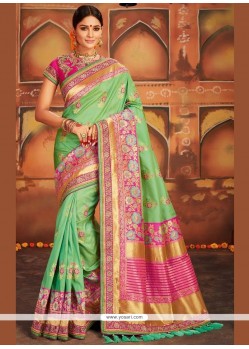 Art Silk Green Weaving Work Traditional Designer Saree