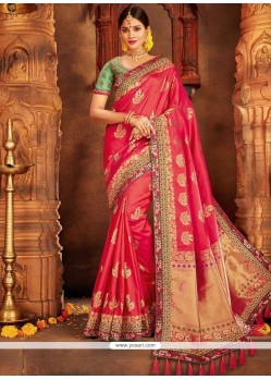 Art Silk Hot Pink Traditional Designer Saree