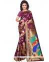 Art Silk Purple Weaving Work Designer Traditional Saree