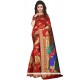 Weaving Work Red Traditional Saree