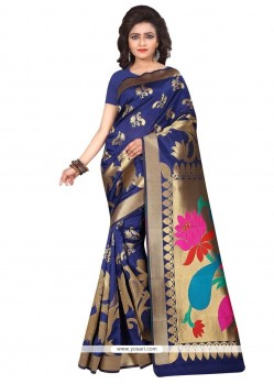 Weaving Work Navy Blue Art Silk Designer Traditional Saree