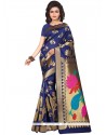 Weaving Work Navy Blue Art Silk Designer Traditional Saree