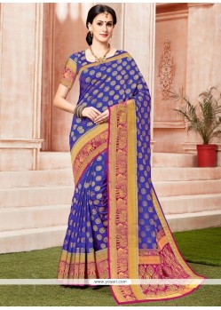 Weaving Work Blue Traditional Designer Saree