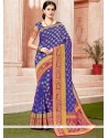 Weaving Work Blue Traditional Designer Saree