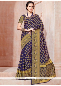 Weaving Work Navy Blue Traditional Designer Saree