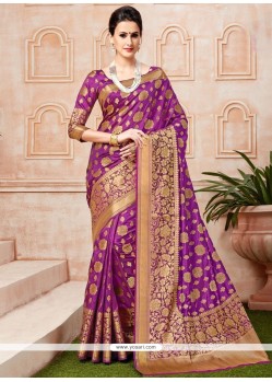 Purple Weaving Work Traditional Designer Saree