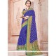 Weaving Work Blue Tussar Silk Traditional Designer Saree