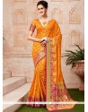 Orange Weaving Work Tussar Silk Traditional Saree