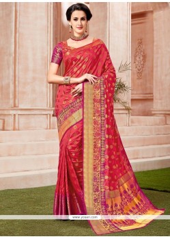 Red Weaving Work Designer Traditional Saree