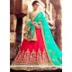 Art Silk Hot Pink And Sea Green Lehenga Choli