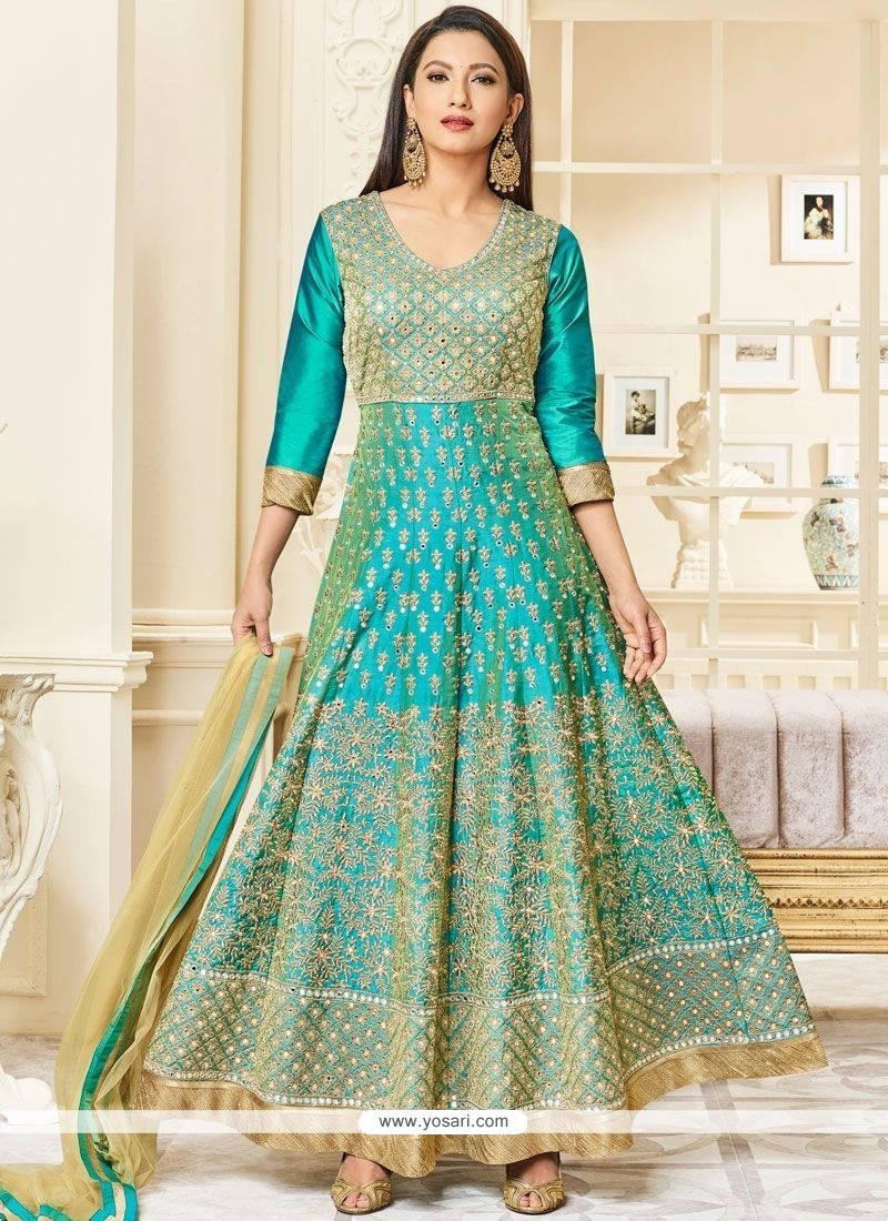 Buy Gauhar Khan Sea Green Floor Length Anarkali Suit | Anarkali Suits