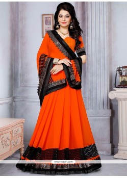 Fancy Fabric Orange Saree