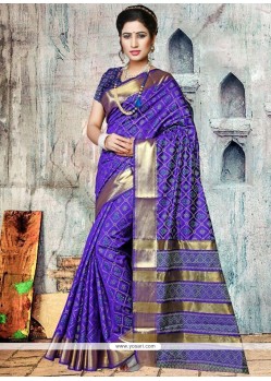 Art Silk Blue Traditional Designer Saree