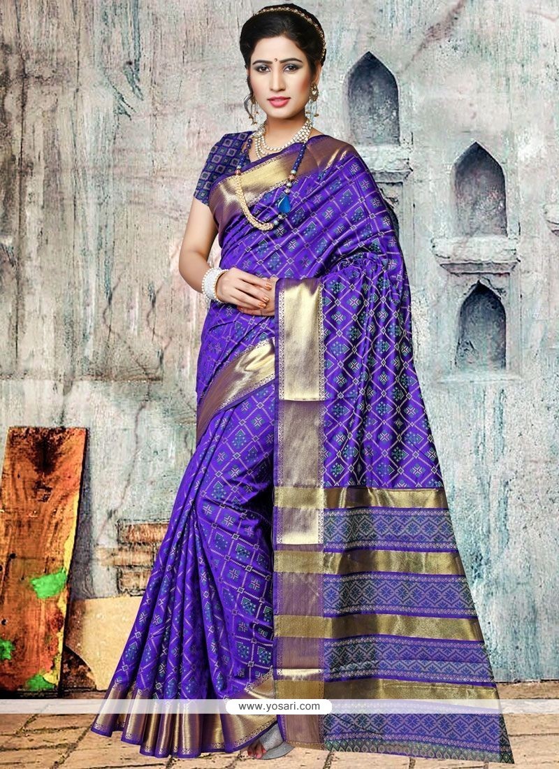 Buy Art Silk Blue Traditional Designer Saree | Designer Sarees
