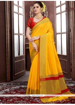 Handloom Silk Yellow Traditional Designer Saree