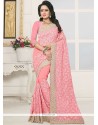 Faux Georgette Pink Designer Traditional Saree