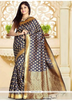 Art Silk Navy Blue Weaving Work Traditional Designer Saree