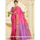 Weaving Work Hot Pink Traditional Saree