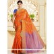 Weaving Work Orange Traditional Designer Saree