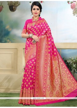 Art Silk Hot Pink Traditional Saree