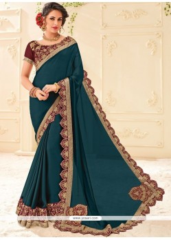 Faux Georgette Embroidered Work Classic Saree