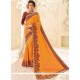 Art Silk Orange Embroidered Work Designer Traditional Saree
