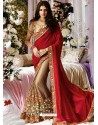 Classic Net Lace Designer Saree In Red