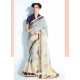 Classic Cream Silk Printed Saree