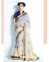 Classic Cream Silk Printed Saree