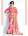 Pink Shade Printed Silk Saree