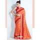 Brilliant Orange Printed Silk Saree