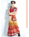 Multi Colour Silk Printed Saree