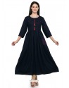 Rayon Navy Blue Party Wear Kurti