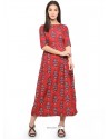 Classy Red Crepe Printed Kurti