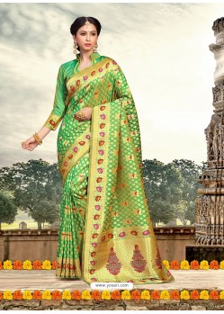 Green Silk Zari Work Party Wear Saree