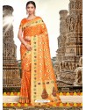 Awesome Art Silk Zari Work Saree In Orange