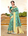 Adorable Teal Art Silk Zari Work Saree