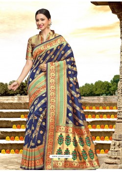 Marvelous Blue Art Silk Zari Work Saree