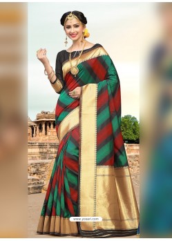 Multi Colour Zari Work Silk Saree