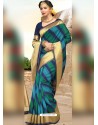 Trendy Green And Blue Zari Work Saree