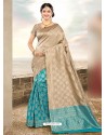 Silk Grey Printed Work Designer Saree