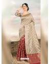 Traditional Beige And Maroon Silk Saree