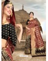 Maroon Silk Printed Party Wear Saree