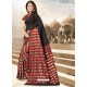 Classic Black And Red Check Silk Printed Saree