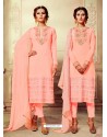 Peach Embroidered Georgette Suit